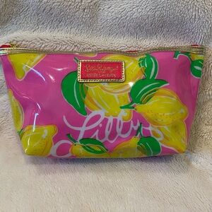 Lilly Pulitzer X Estee Lauder Lemons Themed Zip-Top Cosmetic Bag Pouch VGC